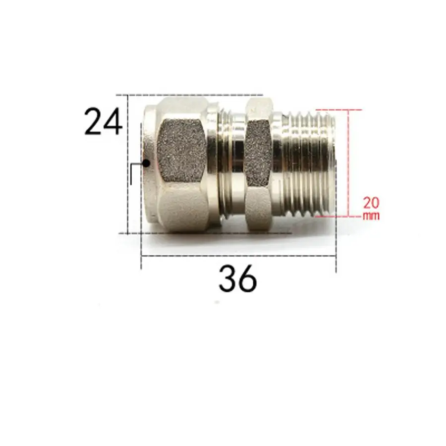 Fit 12/16mm ID/OD PEX AL PEX Tube x 1/2" BSPP Male Nickel Plated Brass