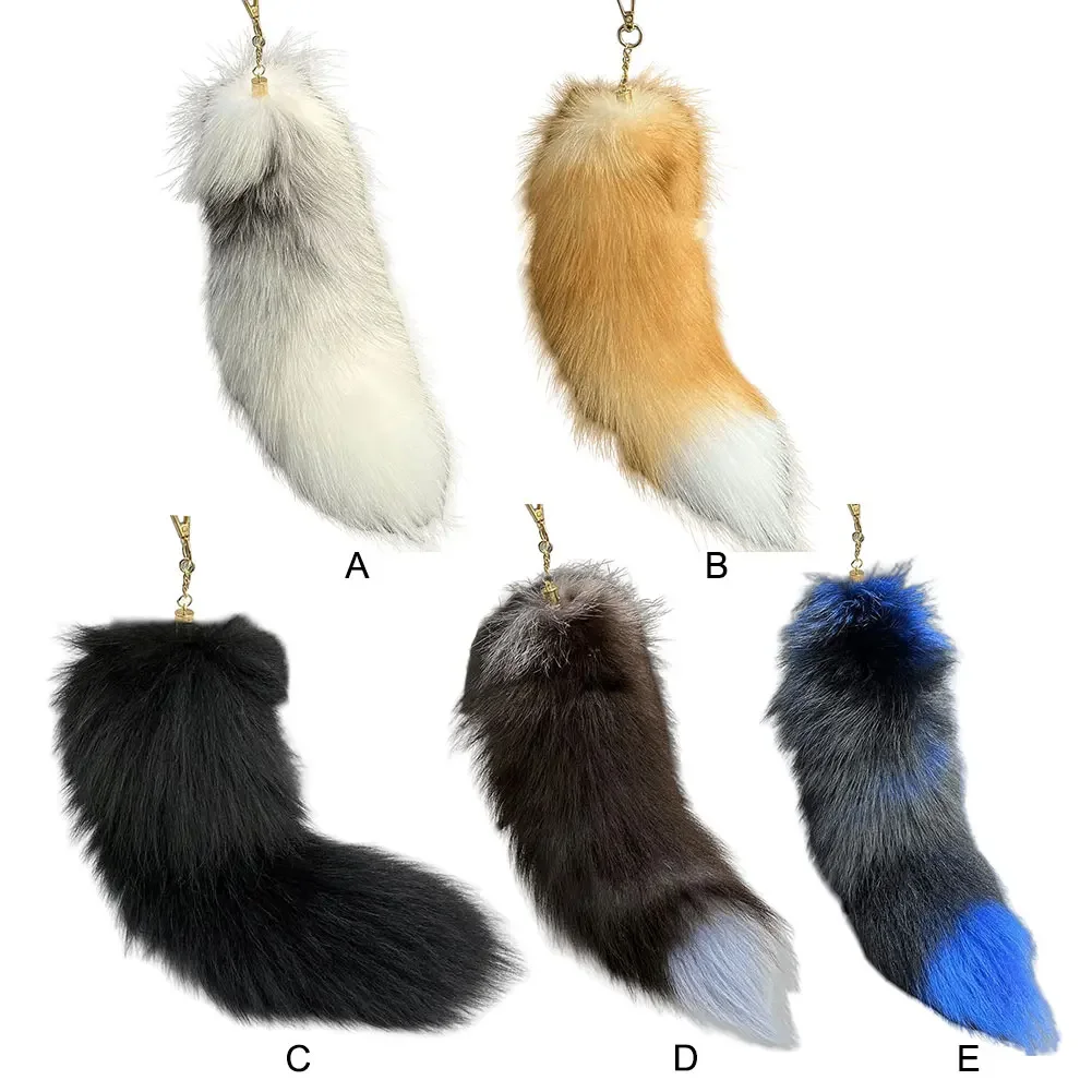 Huge Fluffy Faux Fur Fox Tail Keychain Cute Animal Tail Keychain Bags Charm Keys Holder Keyring Cosplay Tail Gift For Women Girl