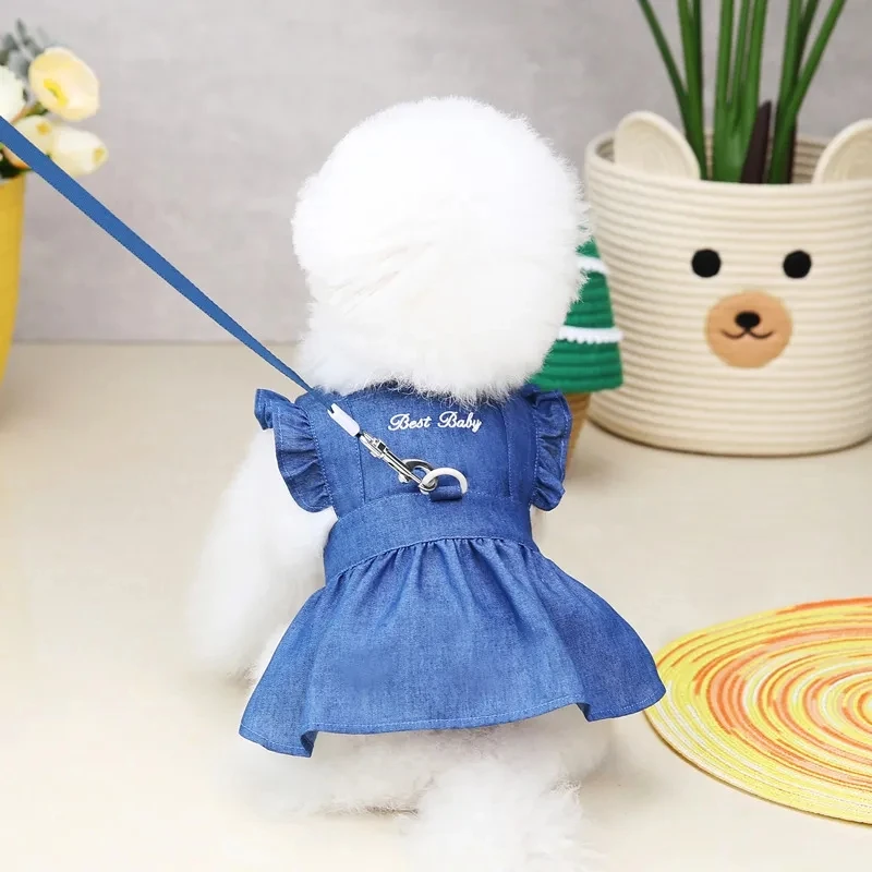 

Pet Clothing Dog Clothes for Small Dogs Cat Puppy Clothes Summer Thin Dress Pomeranian Dog Clothes Denim Skirt