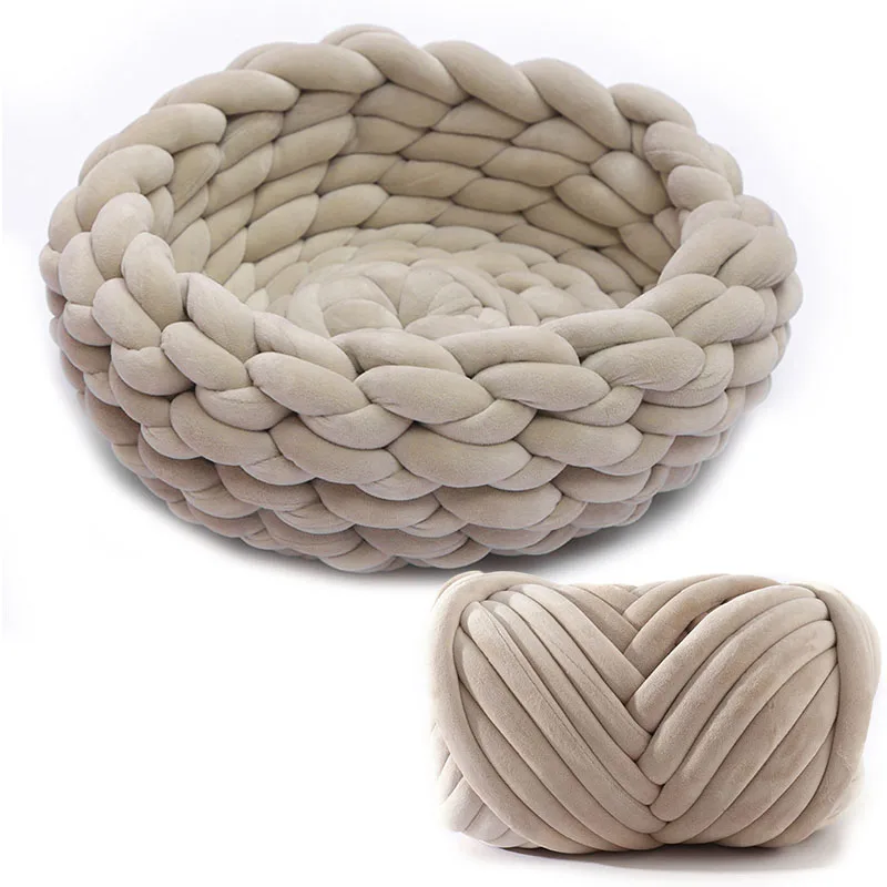 

0.5/1kg Hand Knitting DIY Blanket Chunky Yarn DIY Super Soft Velvet Throw Pillow Bulky Yarn Pet Bed