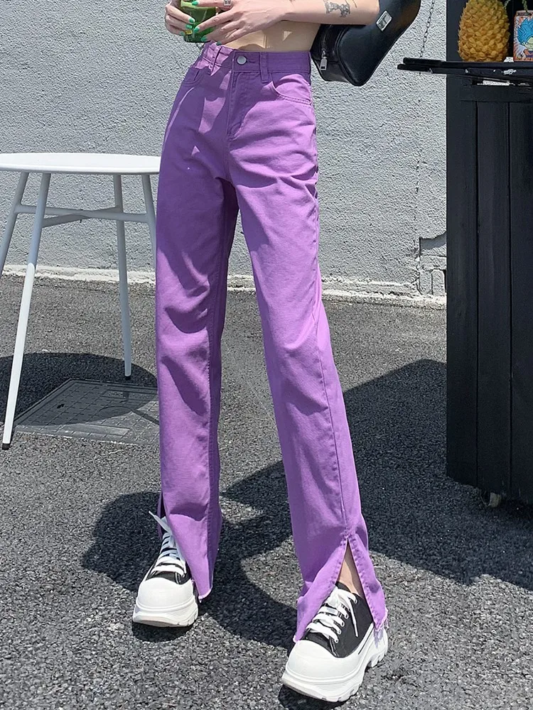 

GUUZYUVIZ Женские прямые летние брюки с завышенной талией