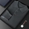Men Knitwear Australian Wool Pullover Cashmere Sweater Polo Collar Thick Style Long Sleeve Warmth Basic Business Clothing Tops 4