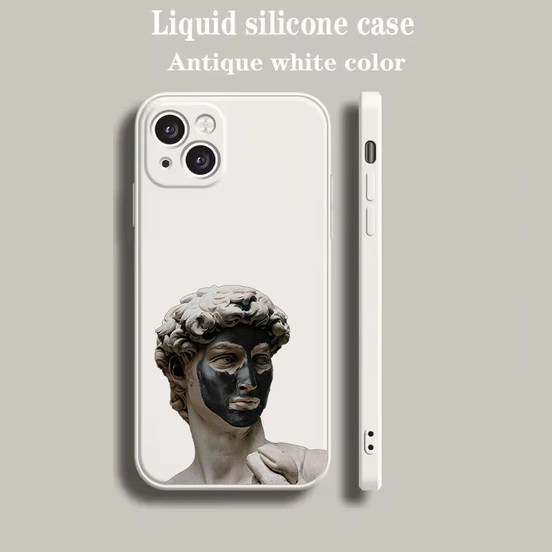 Luxury Beige Artistic Phone Case with David & Mona Lisa Design