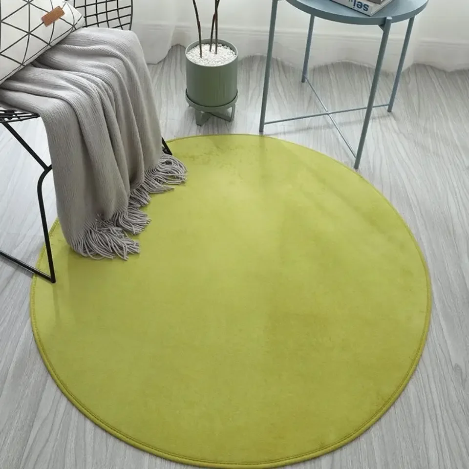 Nordic Style Round Carpet Living Room Coffee Table Children's Room Cute Solid Color Rug Computer Chair Hanging Basket Soft Mat 3