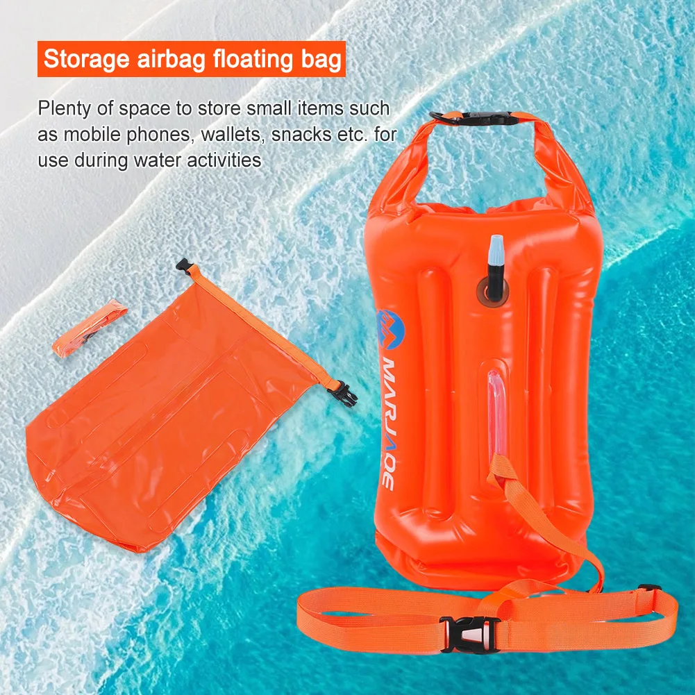 20L Tow Float Dry Bag With Adjustable Waist Belt Inflatable Waterproof Bag Float Air Dry Device Buoy For Open Water Swimming