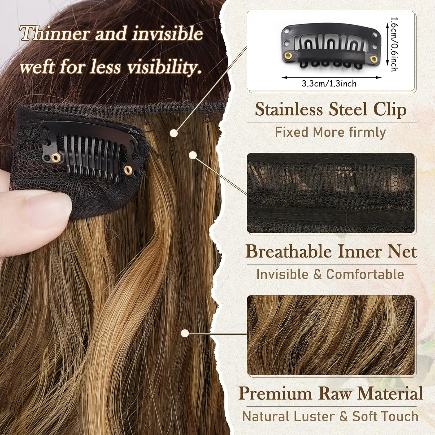 LUPU Clip in Hair Extensions 4pcs Hair Extensions 12" Short Wavy Hair Extensions Invisible Natural Soft Hairpieces for Women