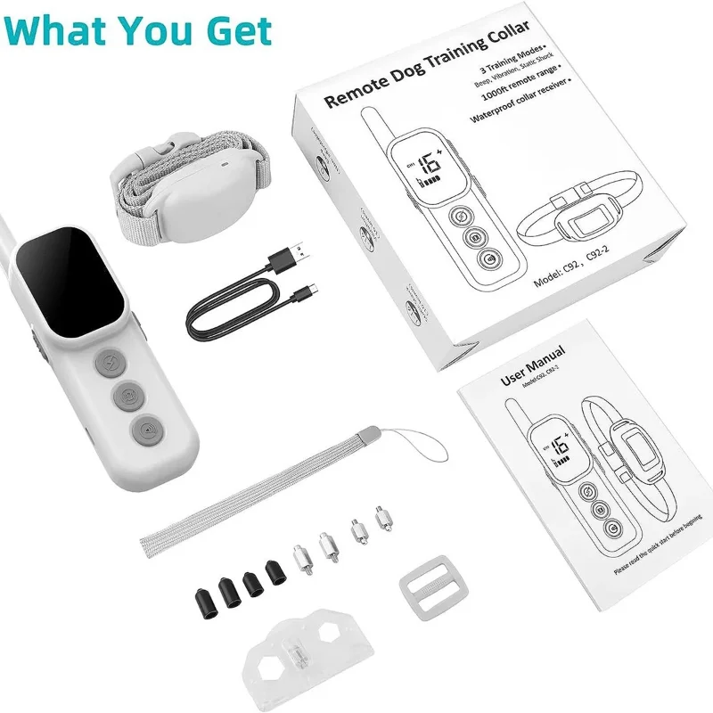 Dog Training Collar with Remote 1000Ft Electric Shock Bark Stopper Device for for Small Dogs 5-110lbs & Medium Dogs Waterproof