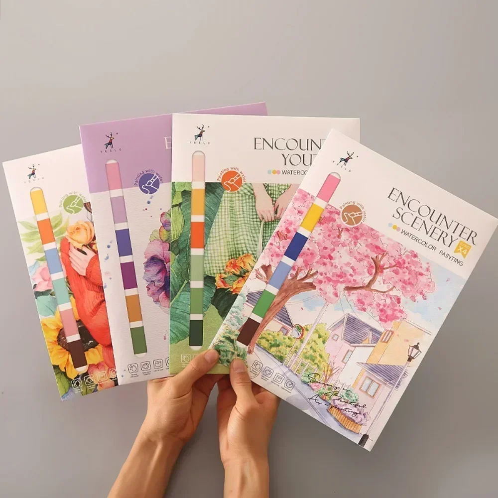Portable Watercolor Painting Book – 4 Sheets with Brush 4