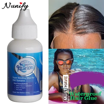 Colla per parrucca in pizzo impermeabile Colla per capelli a tenuta forte da 1,3 Oz per sistemi di capelli Colla adesiva liquida bianca per parrucchino Colla per tessuto durevole