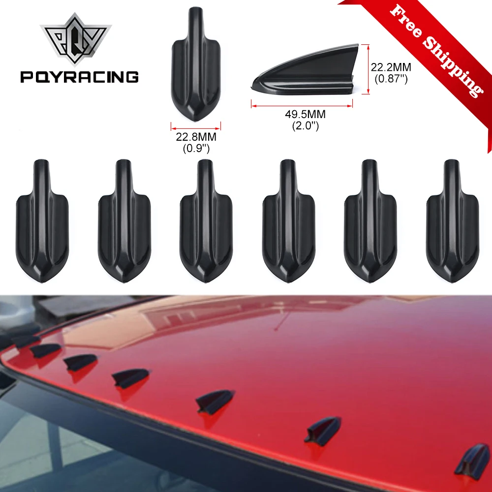 UV-protected & weatherproof 6pcs Black Car EVO-Style PP Roof Shark Fins Spoiler Wing Kit Vortex Generator PQY-WSS11