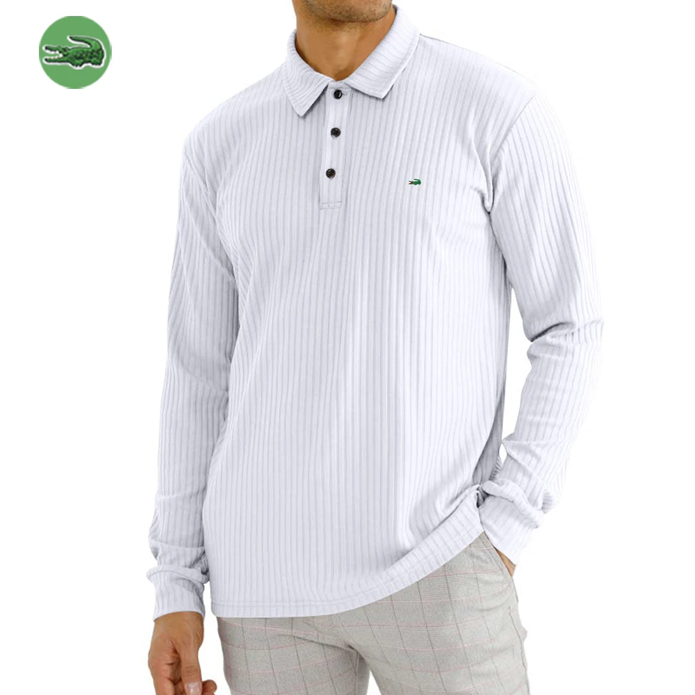 

2024 High Quality Classic Casual European and American Lapel Button Long Sleeve Men's Polo Shirt