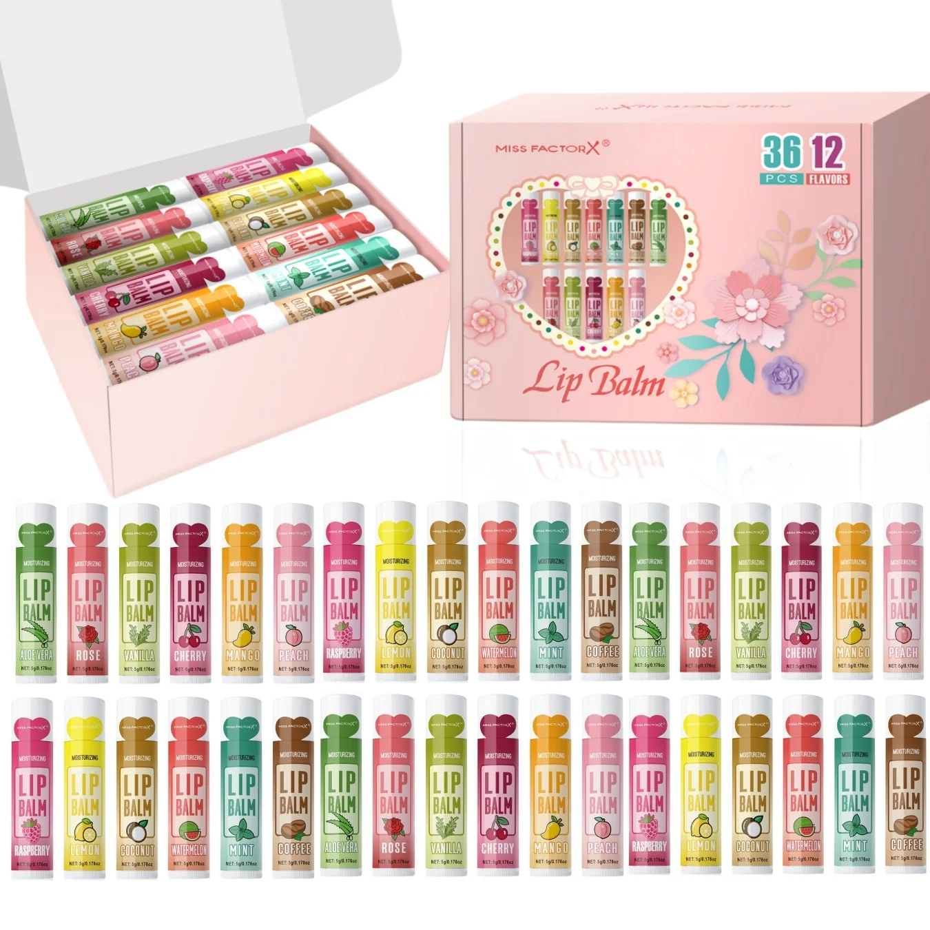 36PCS Moisturizing Lip Balm set 5g deep moisturizing and