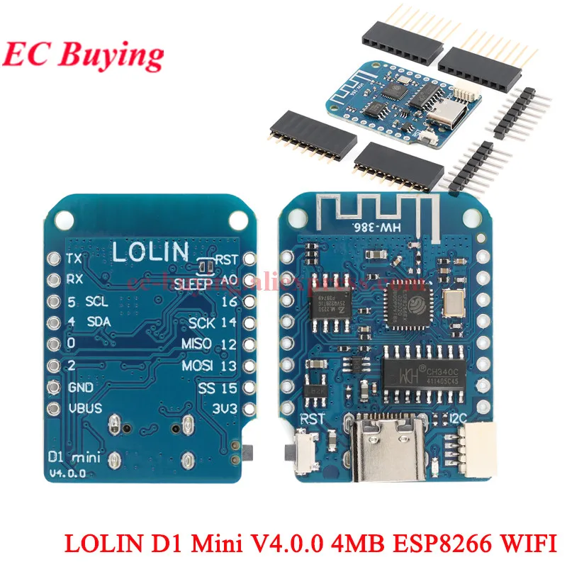 10 Stück/1 Stück LOLIN D1 Mini V4.0.0 WEMOS WIFI Internet der Dinge Board ESP8266 4 MB MicroPython Nodemcu für Arduino IDE TYPE-C USB