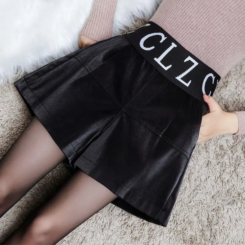 Autumn Winter Thin Solid Color Elastic Waist Straight 2023 New Loose Casual Women's Clothing Patchwork Pocket Fashion Shorts