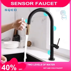 SQEO Kitchen faucet smart sensor pull-out mixing faucet hot and cold water switch faucet touch spray faucet sink faucet