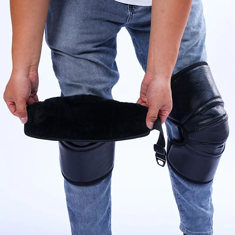 짧은 승마 Kneepads 남성과 여성을위한 새로운 겨울 전기 자동차 착용 벨벳 패딩 따뜻한 Kneepads
