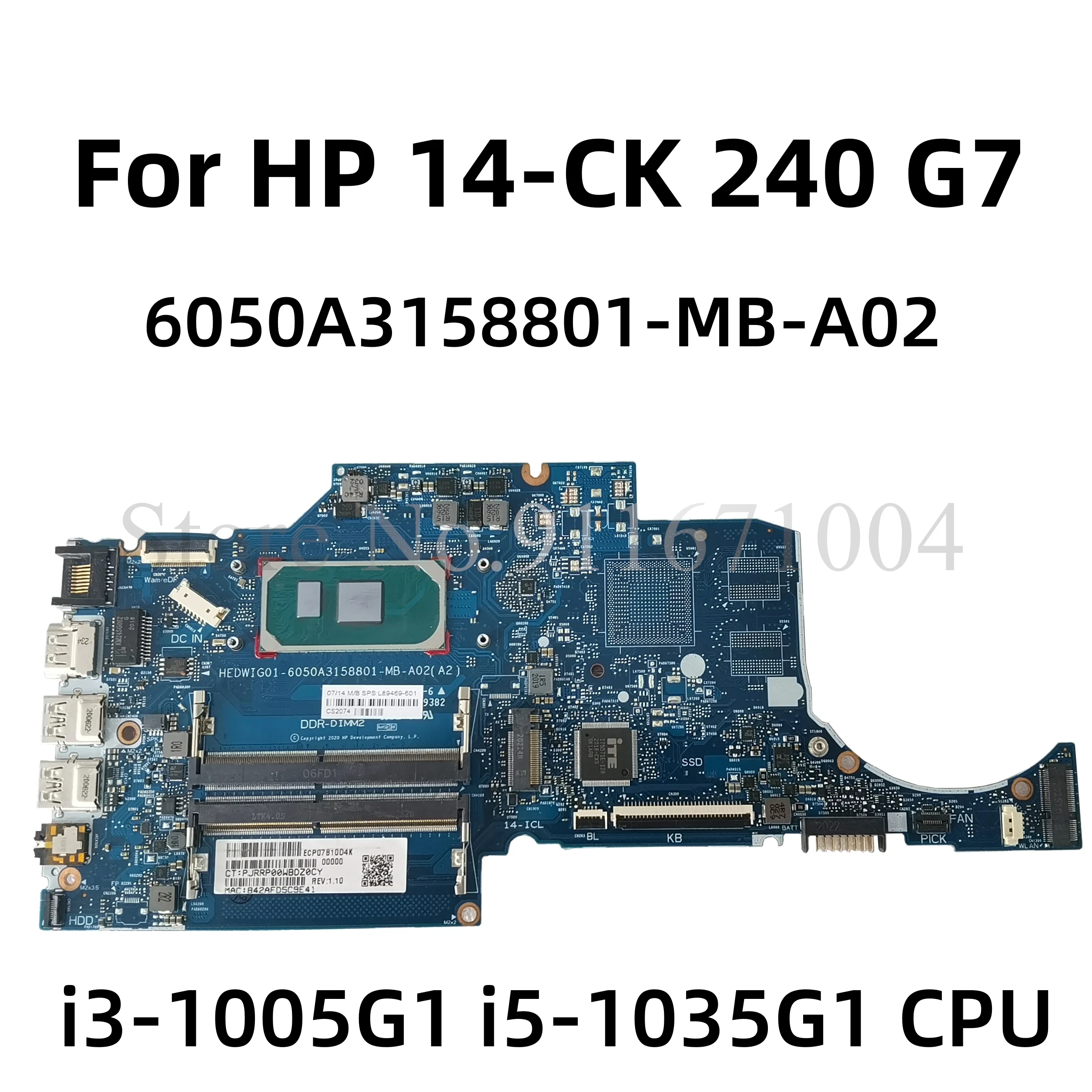 For HP 14-CK 14-CF 240 G7 Laptop Motherboard 6050A3166001  