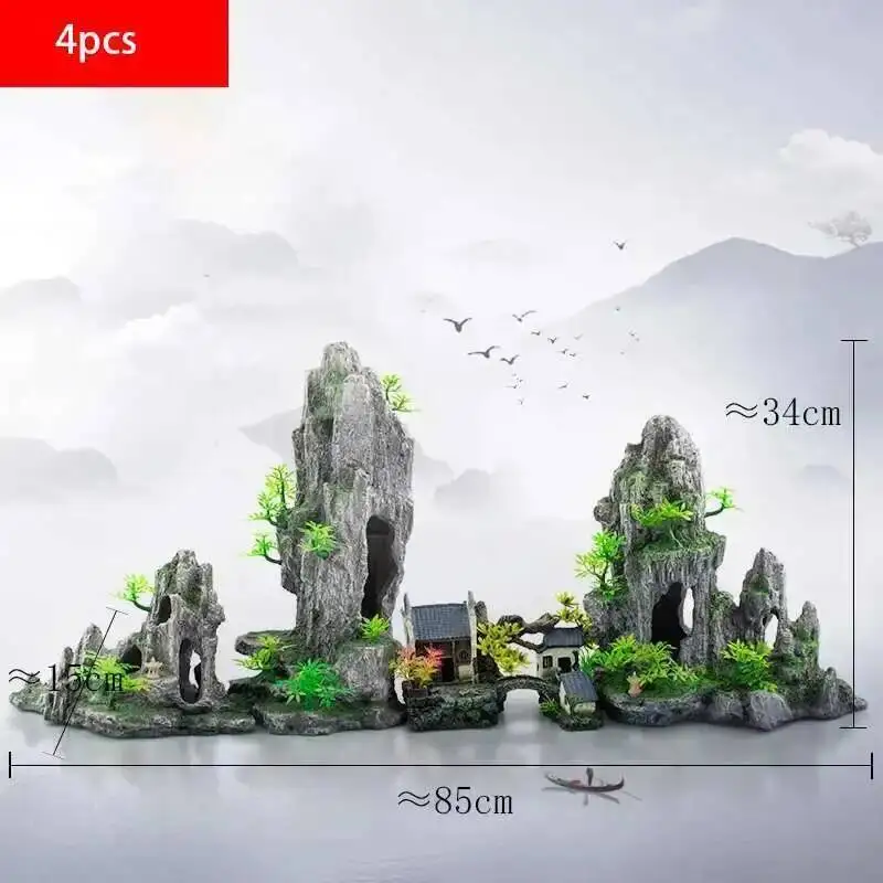 Aquarium Rock & Grass Decor 2