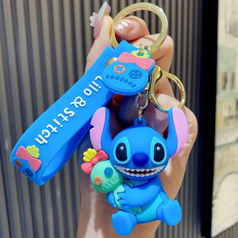 disney Lilo and Stitch Scrump Cartoon Anime Pendant pvc Keychain Holder Car  Keyring Mobile Phone Bag Hanging Jewelry Kids Gifts