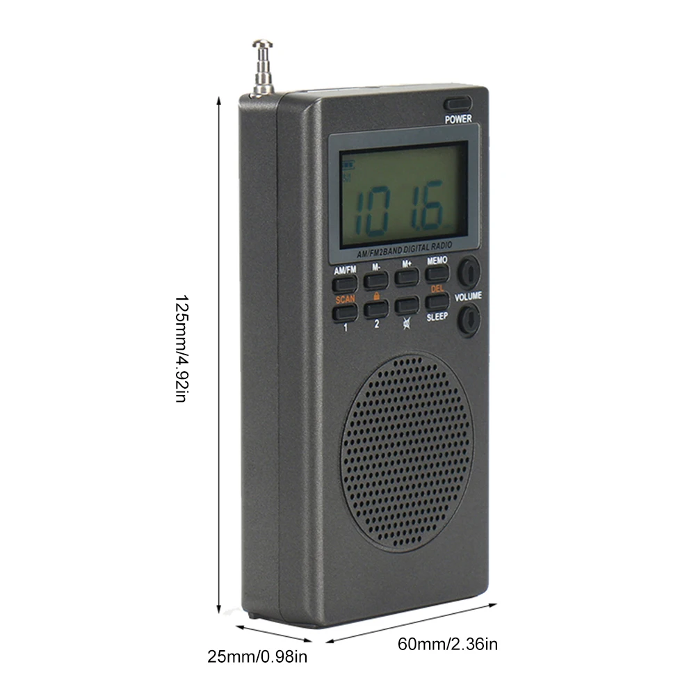 HRD-903 Portable Radio FM Receiver Mini Pocket FM AM Radio Backlight Two Band Outdoor Emergency Radio Alarm for Walking Jogging