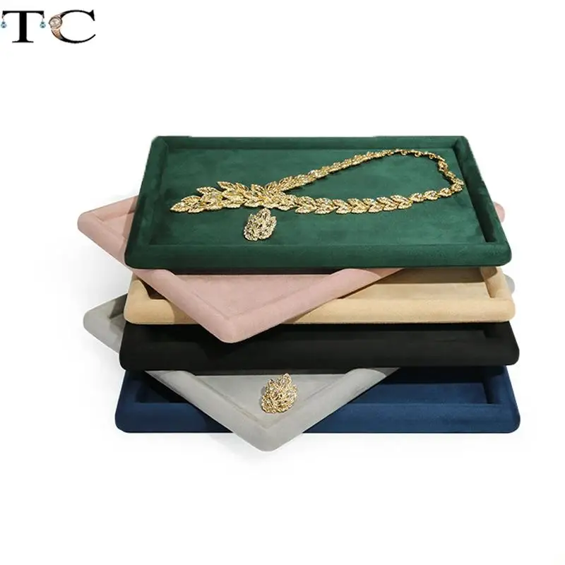 Velvet Jewelry Display Tray Ring Ear Studs Storage Tray Necklace Bracelet Pendant Storage Display Tray