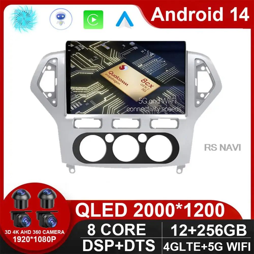 

Android 14 Carplay Auto WlFl + 4G для Ford Mondeo Wins 2007 - 2010 Автомобильная мультимедиа проигрыватель навигация головное устройство DPS BT