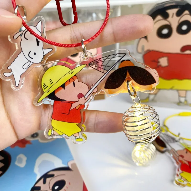 

2023 New Anime Crayon Shin-chan Kawaii Q Version Figure Acrylic Shake Toys Bag Pendant Keychain Model Toys Creative Gifts