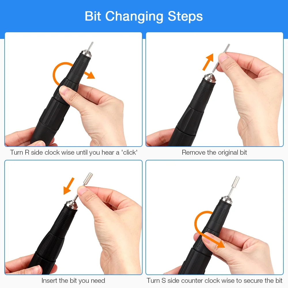 65W Electric Nail Drill Machine 35000rpm Strong 204 For Manicure Pedicure Machine Professional Nail File Sanding Grinding Device