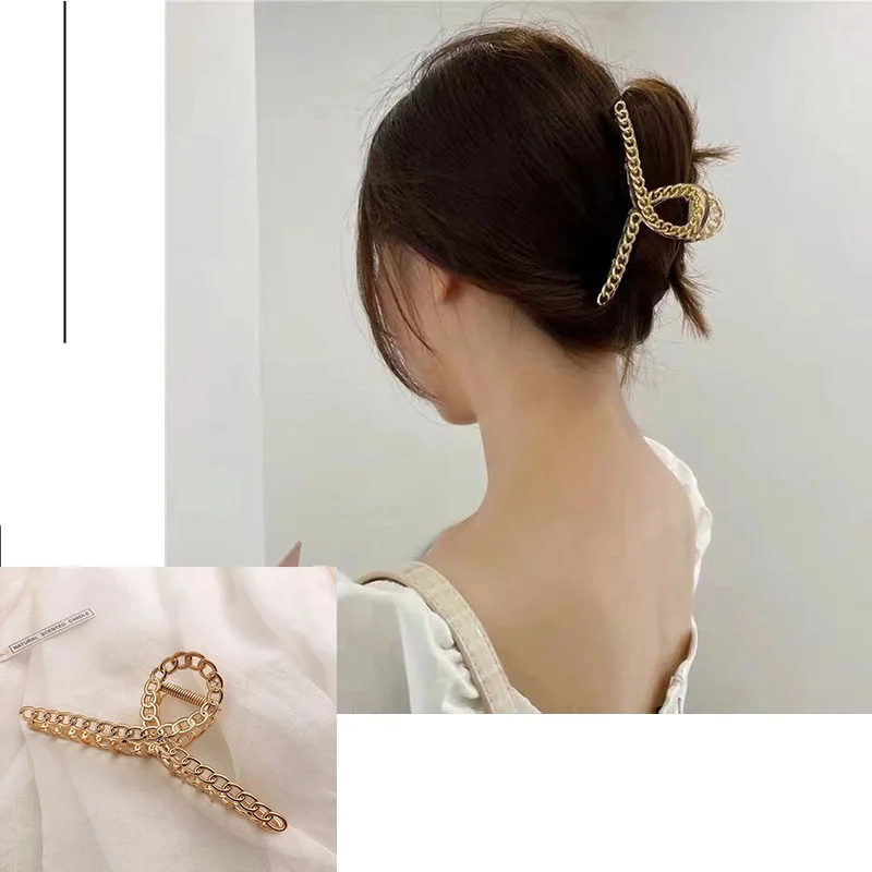 Modische Metall-Haarspange für Damen in Gold und Silber, Kreuzförmige Haarklammer, Koreanische Elegante Geometrische Haarnadel, Mädchen-Haaraccessoires – Detail 9