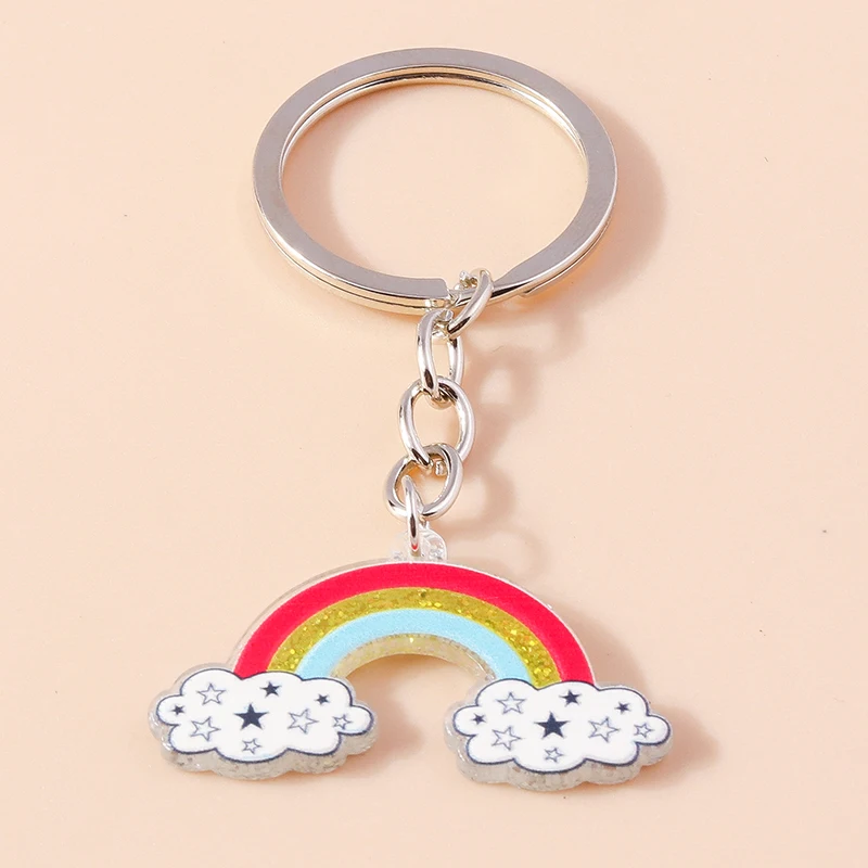 Bunter Regenbogen-Schlüsselanhänger, Lächeln, Wolke, Schlüsselanhänger, Harz-Schlüsselanhänger für Frauen und Mädchen, Handtasche, Geschenk, Schmuck, Accessoires – Detail 13