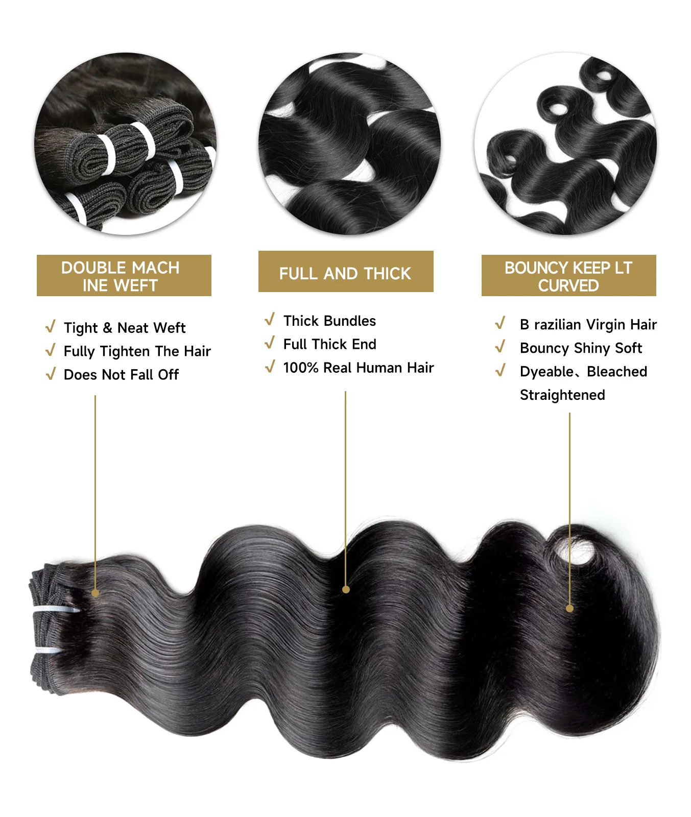 16A Human Hair Bundles 18 20 22 Inch Body Wave Bundles Human Hair Brazilian Weave for Women Extensions