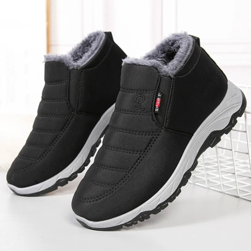 Waterproof Winter Boots for ​Men's  2025 New Plush Snow Boots ​Men's Ankle Boots Warm Black Couple Cotton Couples Platform Shoes - 4