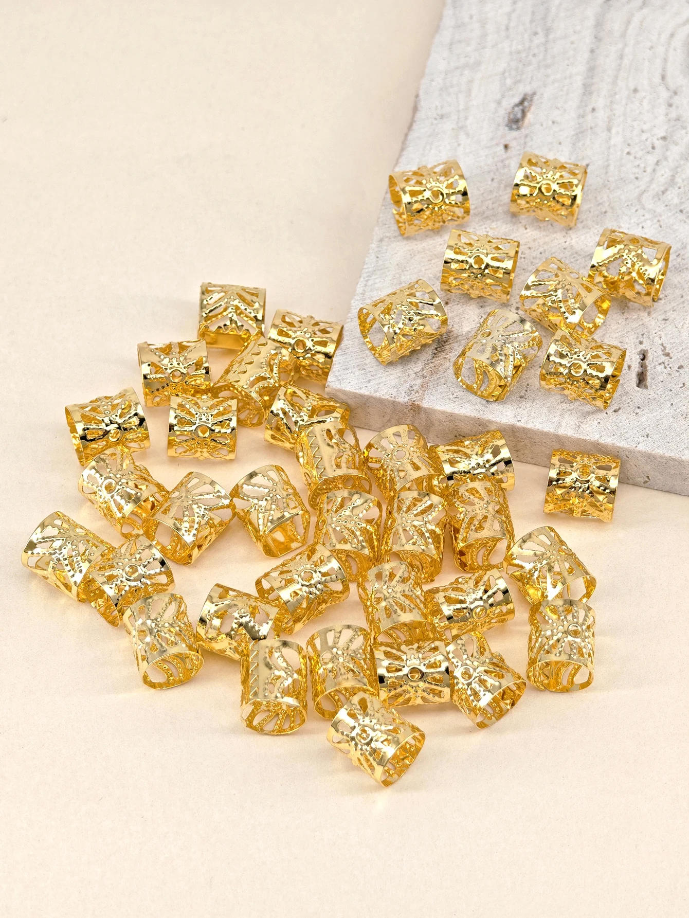Gold Dreadlock Hair Accessories - Adjustable Braiding Cuffs for Women and Girls (40 Pieces)
