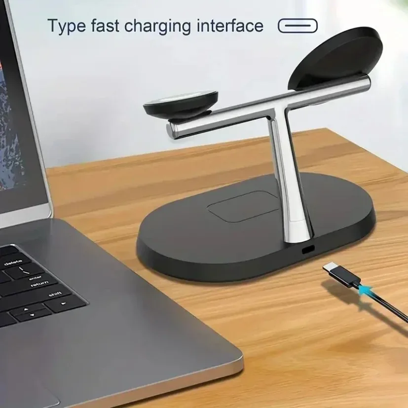 magnetic wireless charger Magnetic wireless charger stand for iPhone 16 15 14 13 12 Pro iWatch 9 8 Airprods 3 In 1 fast charging station