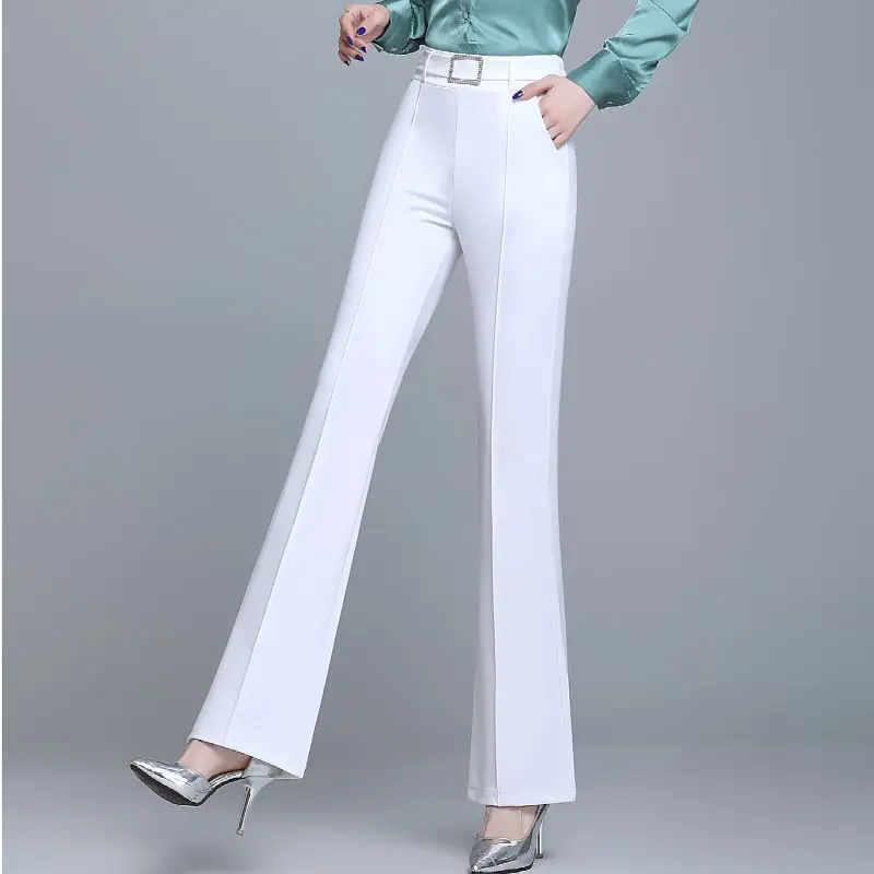 2023 Autumn and Winter Women's High Waist Patchwork Pockets Sashes Solid Slim Fashion Casual Elegant Commuter Straight Leg Pants