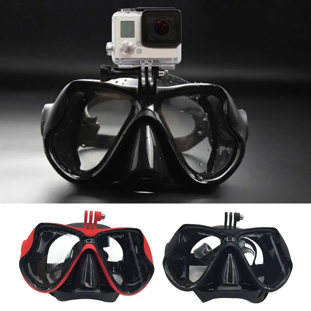 Snorkel Diving Mask, Professional Snorkeling Mask Gear, HD Lens Wide View Tempered Glass Goggles For GoPro Hero 5/4/3 Camera