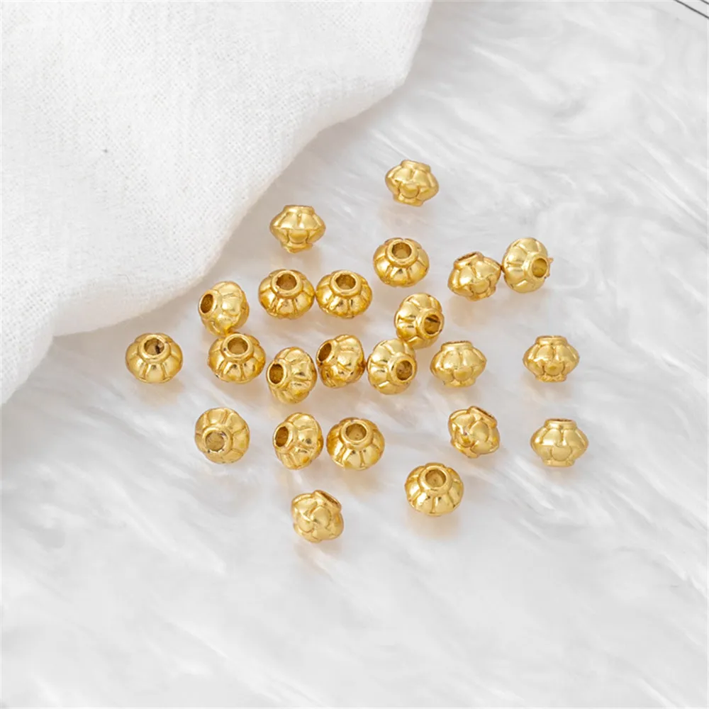 

4x5mm Matte Gold Lantern Beads 18K Gold Plated Spacer Beads for DIY Jewelry Making Components Bracelets Accessories