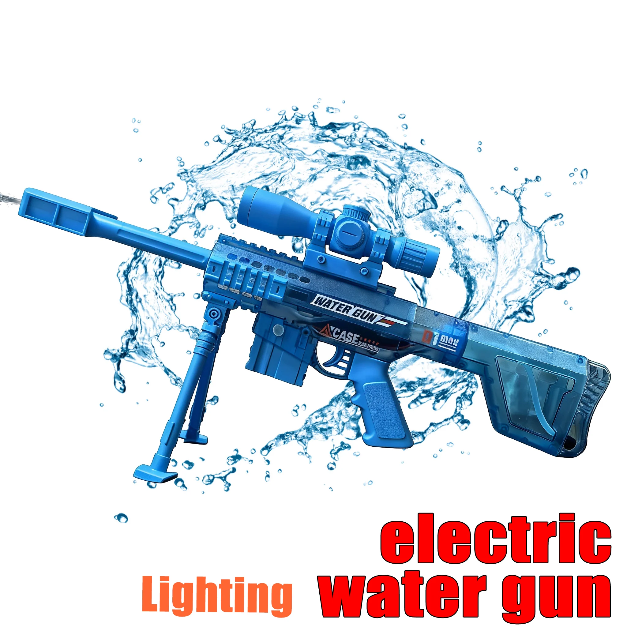 Elektrisch, handmatig, automatisch waterpistool met licht en geluid, waterpistool met groot bereik, ideaal voor strand, zwembad en andere buitenactiviteiten._voghion.com
