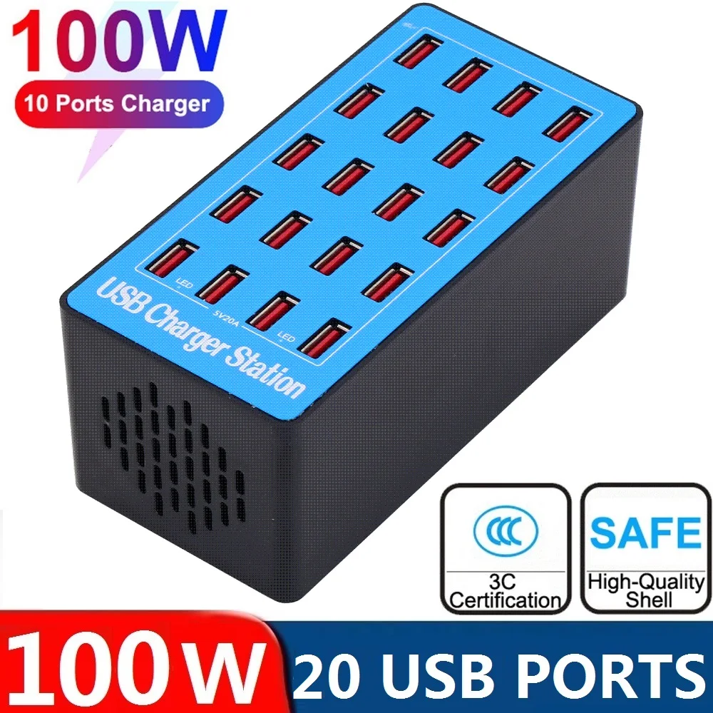 

Зарядное устройство с 20 USB-портами, 100 Вт