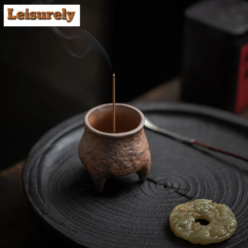 Old Rock Mud Three Legged Incense Holder Luxury Incense Waterfall Incense Burners Consecrate Censer Teaware Decoration Supplies