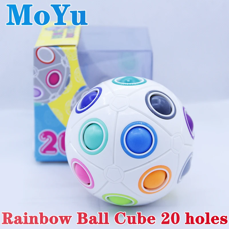 

Moyu Rainbow Ball Cube 20 holes Ball Magic fidget Puzzle Colorful Intelligence puzzle speed Cubo Spheric rainbow ball toy cube