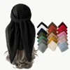 Fashion Wrinkle Bandana Head Women Scarf Solid Color Cotton Hijab Scarfs for Ladies 90CM Square Shawls Wraps Soft Neck Scarves 1