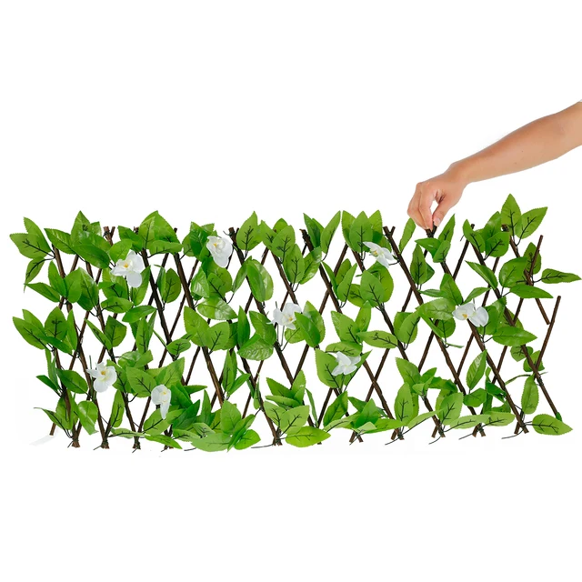 Új Kibővíthető Kerítés Adatvédelmi Képernyő 40X180Cm Mesterséges Levelek Vívópanel 8 Módban Napenergia Lámpák Faux Borostyán Hedge Virág - Image 2
