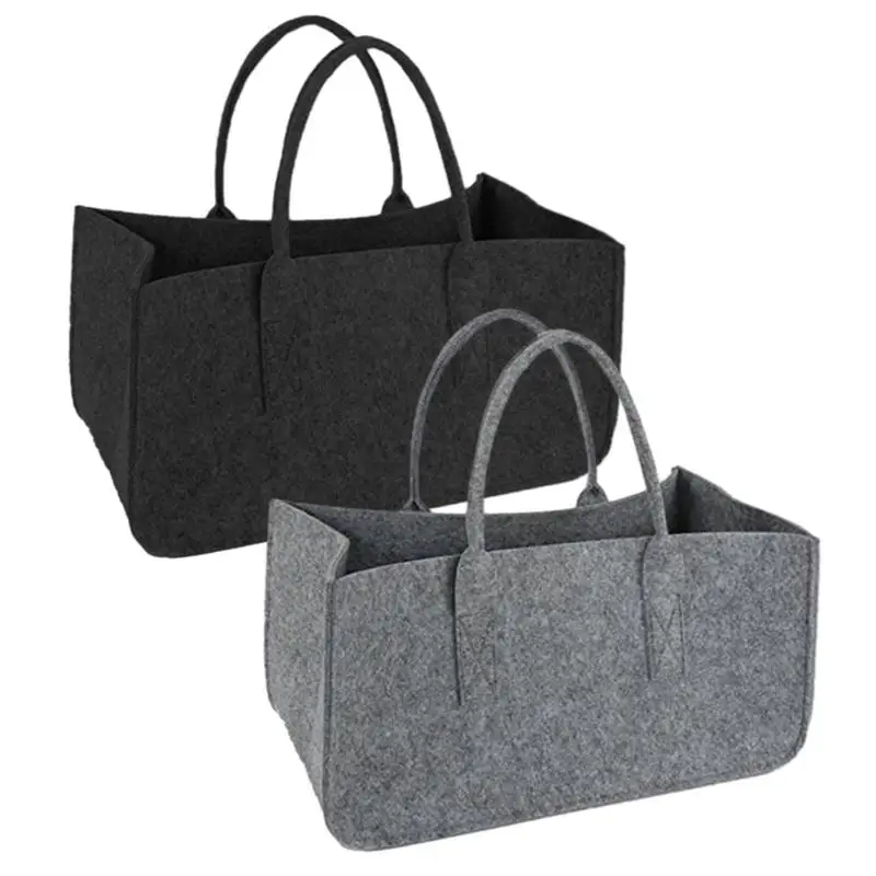 

Firewood Bag Waterproof Simple Storage Boxes With Carry Handle Shopping Basket Storage Bag For Newspaper And Toy Felt Wood Fire