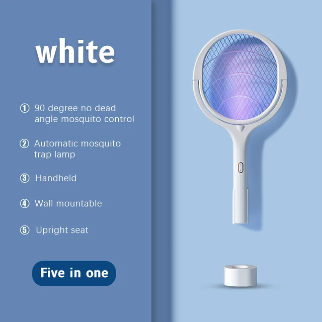 5 IN 1 Electric Mosquito Swatter Mosquito Killer Lamp 3500V USB Rechargeable Angle Adjustable Electric Bug
