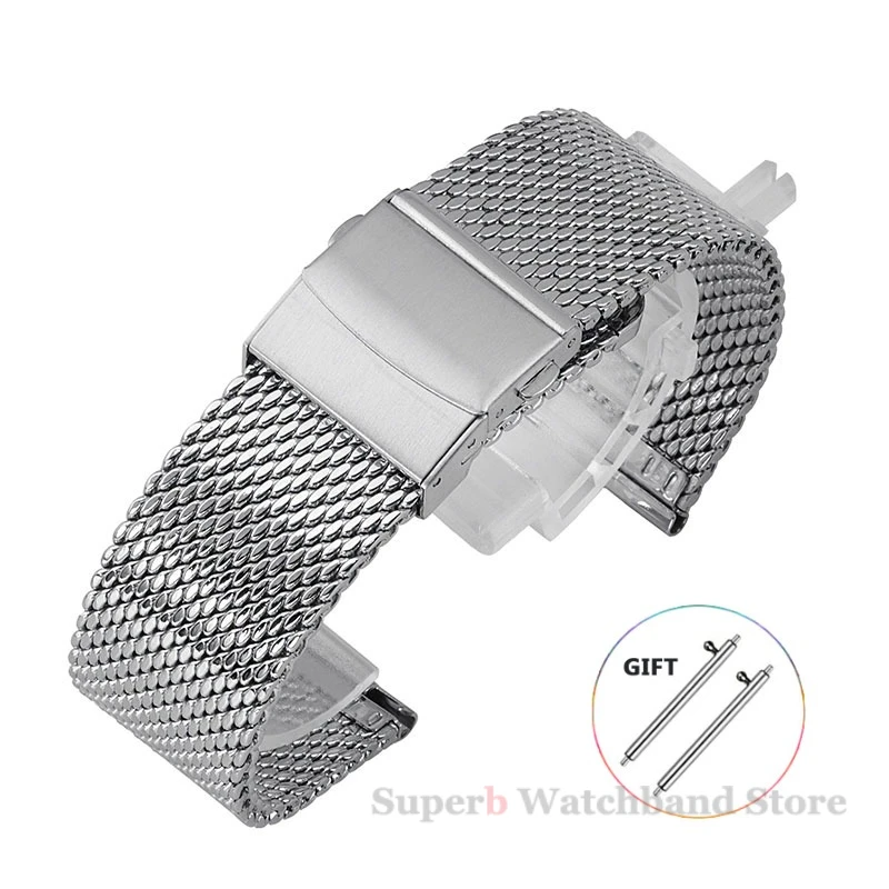 Premium Milanese Woven Stainless Steel Watch Band, Adjustable Widths