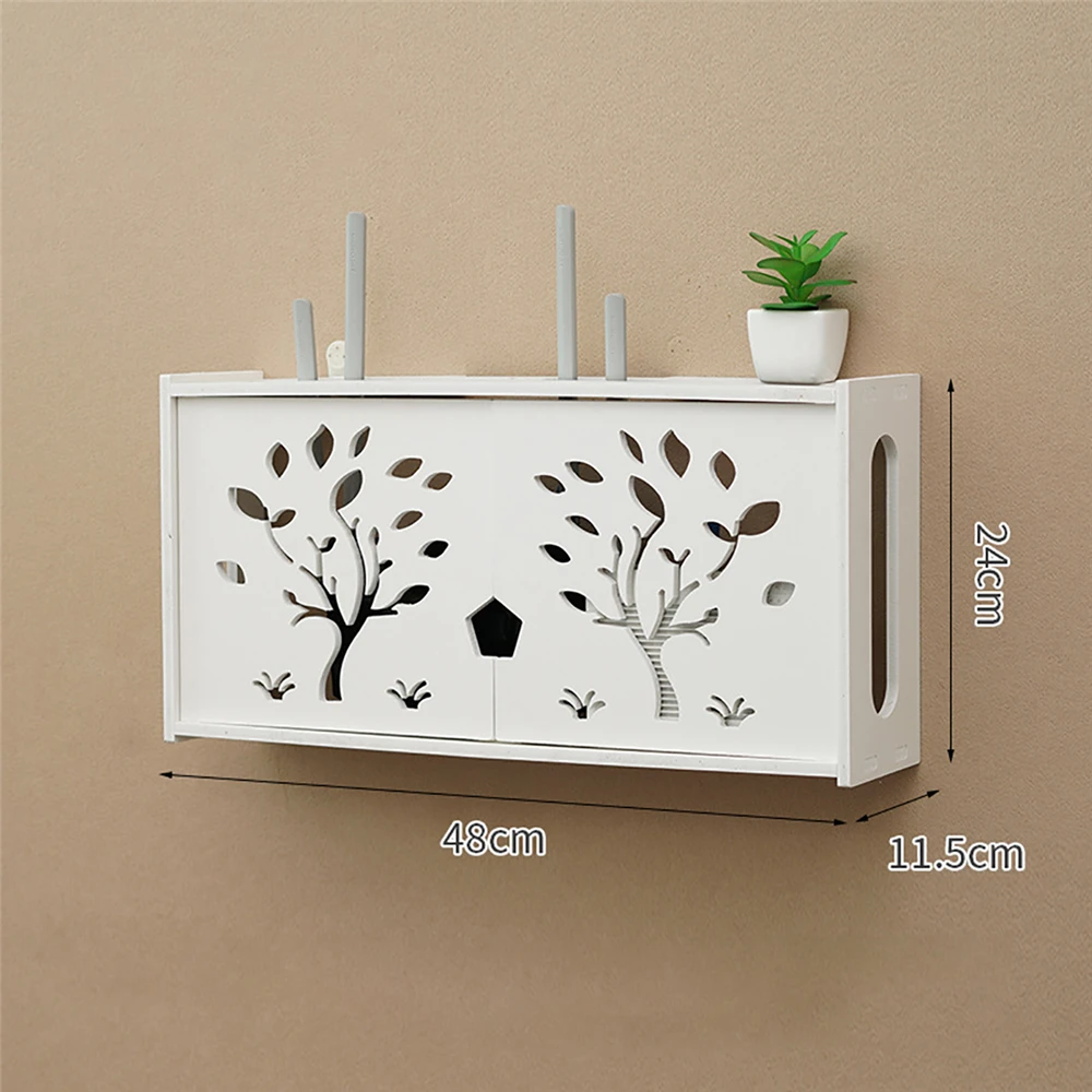 Wireless WIFI Router Wall Rack Storage Box Wood Plastic Board Cable Power Plus Wire Bracket Wall Hanging Plug Board Holder 6