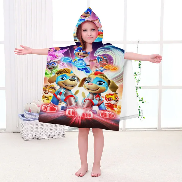 PAW PATROL Kids Bathrobe Spin Master Home Bath Wearable Towel Cotton Hooded Cape Bath Towel Beach Towel Comfortable Cute Gift 6