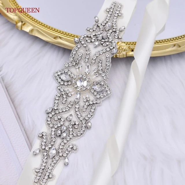 TOPQUEEN S102 Simple Wedding Belts Silver Rhinestones Beaded Sash  Bridesmaid Bride Dress Decoration Women'S Accessories Applique - AliExpress