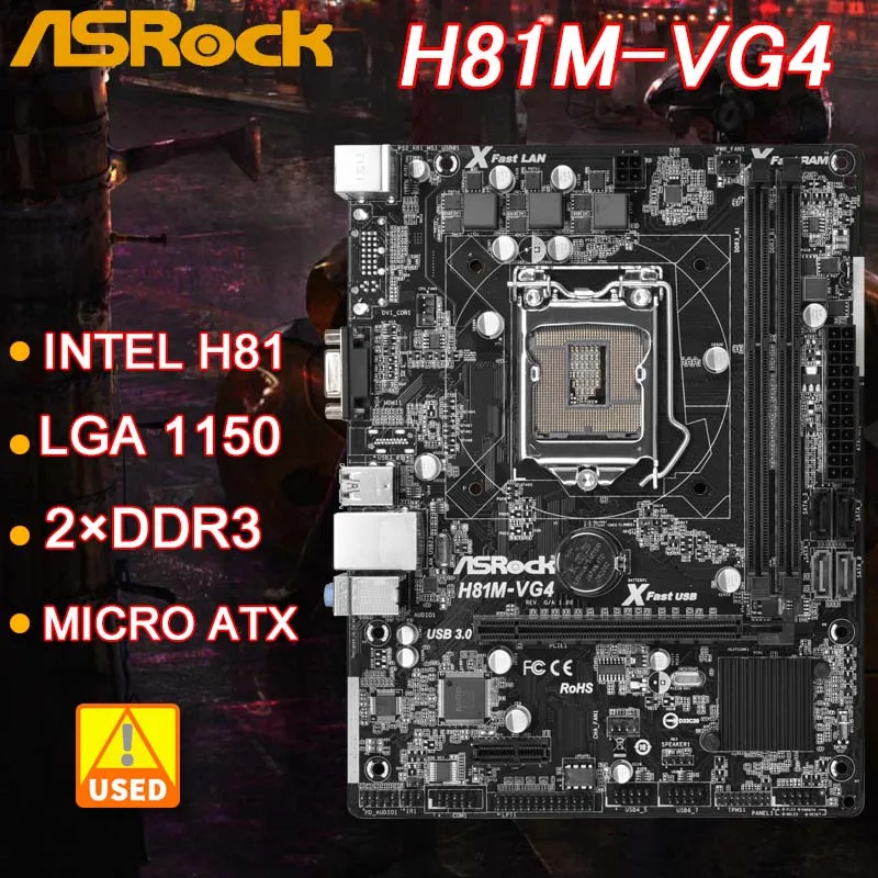 

LGA 1150 Motherboard ASRock H81M-VG4 Intel H81 DDR3 16GB PCI-E 2.0 SATA III USB3.0 Micro ATX For Core i7/i5/i3/Xeon cpu